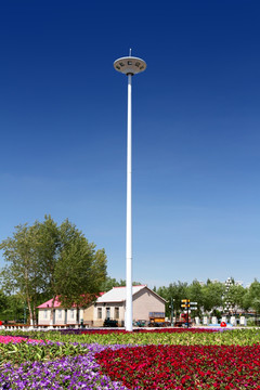 高桿燈,花卉,園林